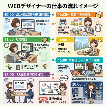 WEBデザイナーの仕事の流れイメージ